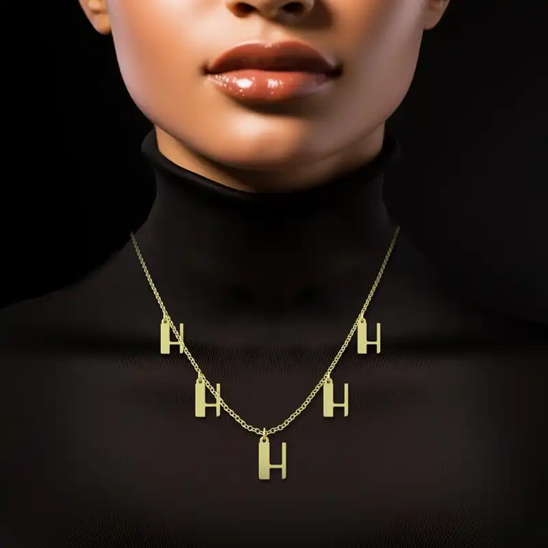 گردنبند طلا 18 عیار زنانه مدوپد مدل حرف H کد RNA16868