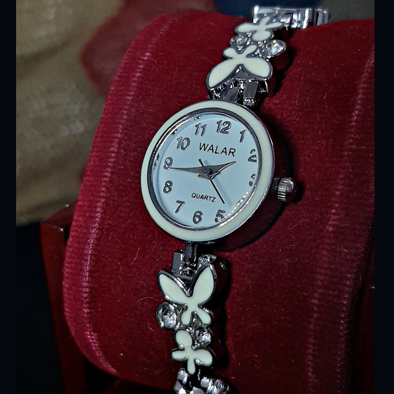 ساعت مچی عقربه ای دخترانه والار مدل زنجیری گلدار