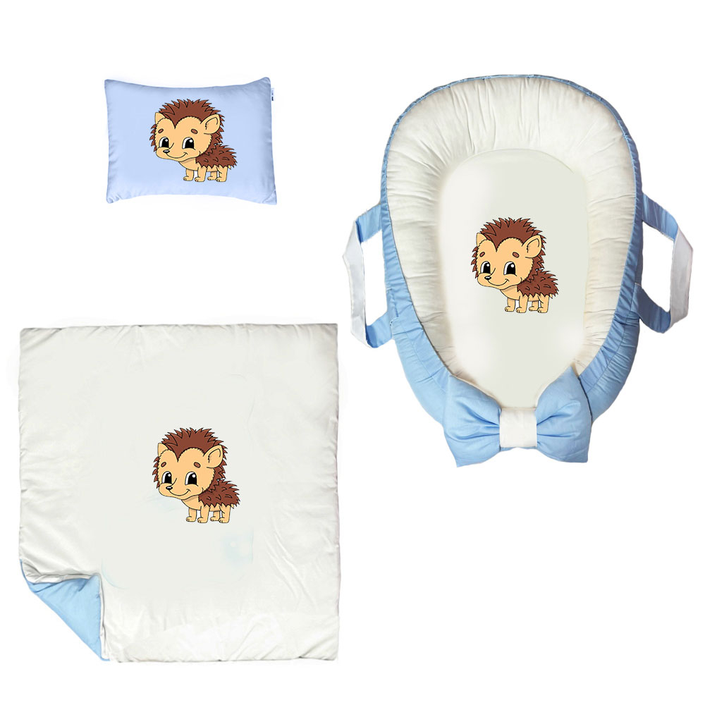 سرویس خواب سه تکه نوزاد ناریکو مدل گارد محافظ دار طرح جوجه تیغی کد 0391