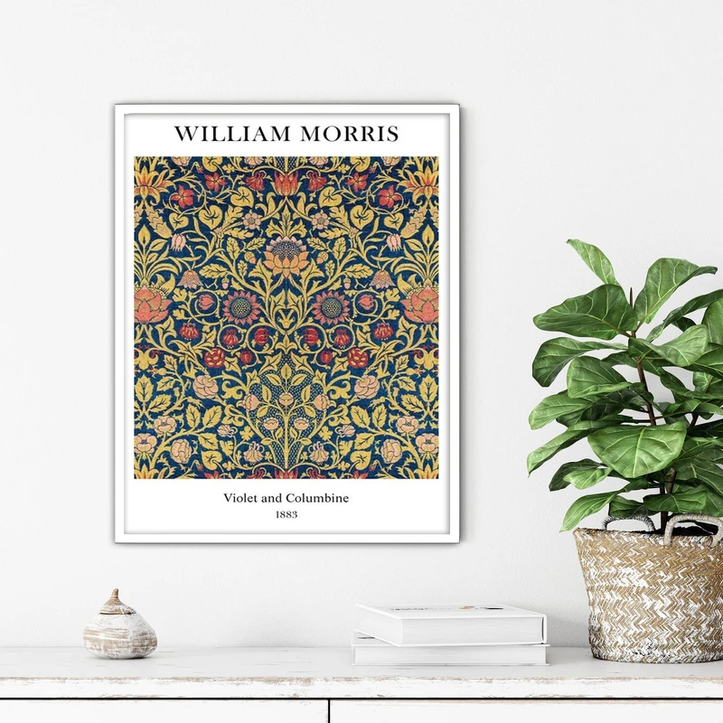 تابلو آتریسا طرح نقاشی کلاسیک ویلیام موریس مدرن مدل ATFHB23 فریم مشکی 