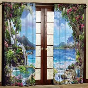 پرده مدل منظره هازان پانچی کد 2280 سایز 140x200 سانتی متر