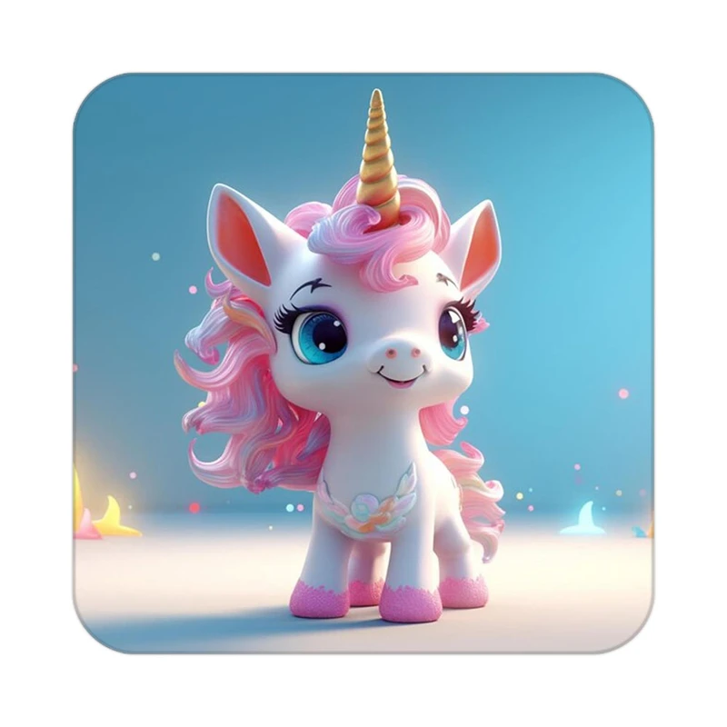 زیر لیوانی کاکتی طرح اسب تک شاخ و یونیکورن مدل mp33508