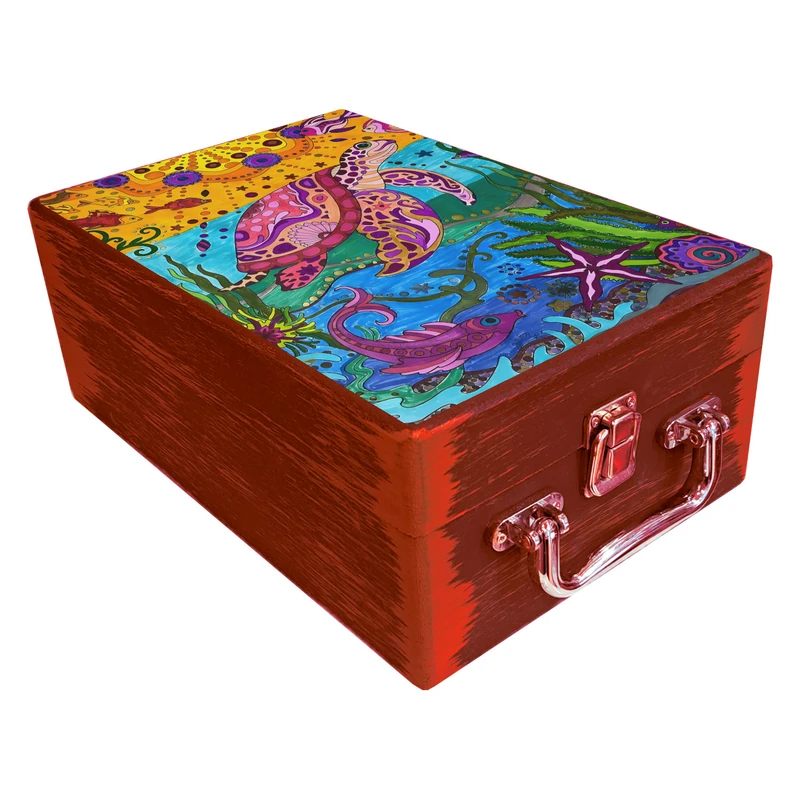  جعبه هدیه مدل چمدان چوبی طرح بهاری کد WS732
