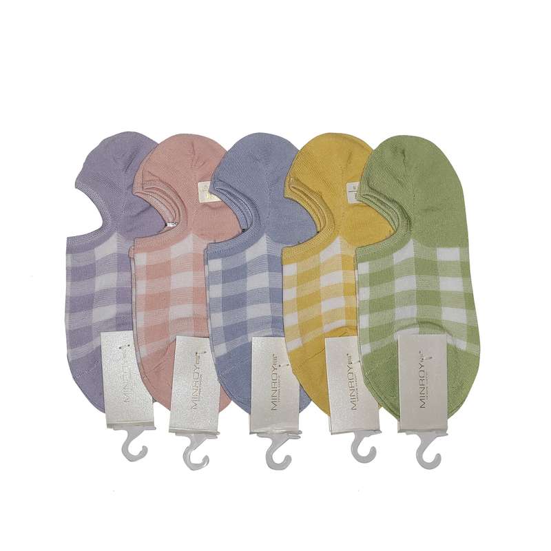 جوراب کالج دخترانه مدل چارخونه کد 04006 بسته 5 عددی