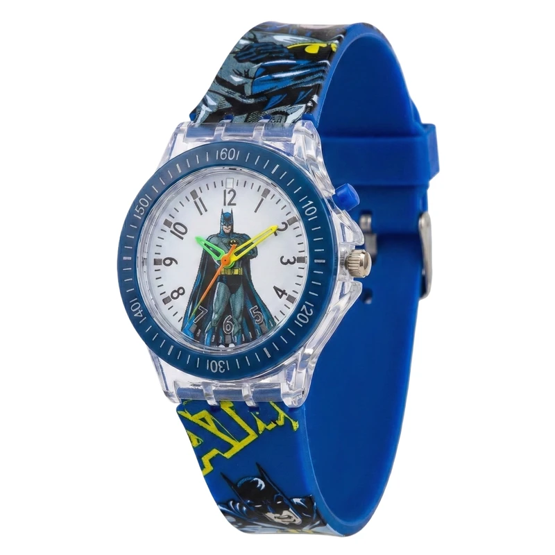 ساعت  مچی عقربه‌ای کوارتز پسرانه مدل بند سیلیکونی چراغدار طرح بتمن کد ۲