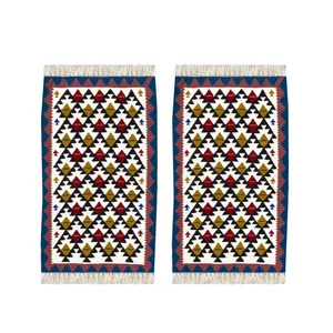 گلیم دستبافت جفت یک متری مدل لادن کد 5874