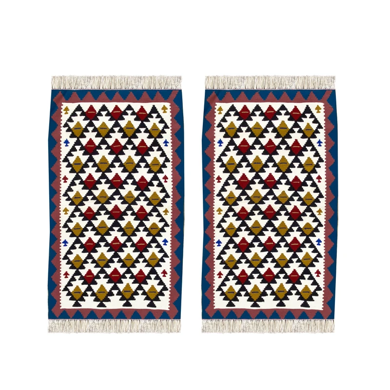 گلیم دستبافت جفت یک متری مدل لادن کد 5874