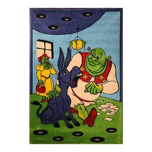 فرش ماشینی 320 شانه زمینه آبی حاشیه سبز مدل شرک