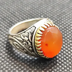 انگشتر نقره مردانه مدل سنگ عقیق یمانی کد 528