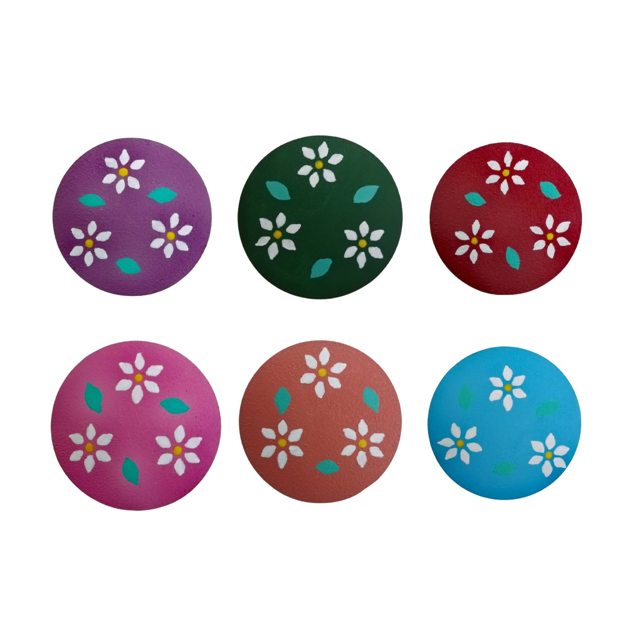 زیر لیوانی طرح گل بابونه مجموعه 6 عددی