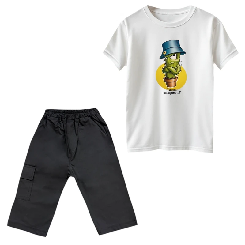 ست تی‌شرت و شلوارک پسرانه مدل کاکتوس