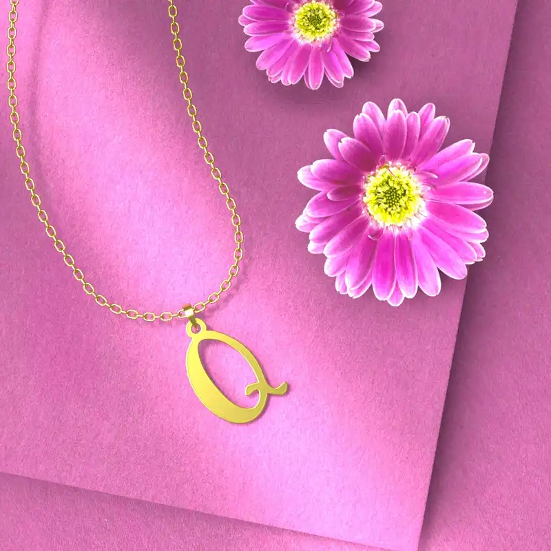 گردنبند طلا 18 عیار زنانه مدوپد مدل حرف Q کد H3-1-1355