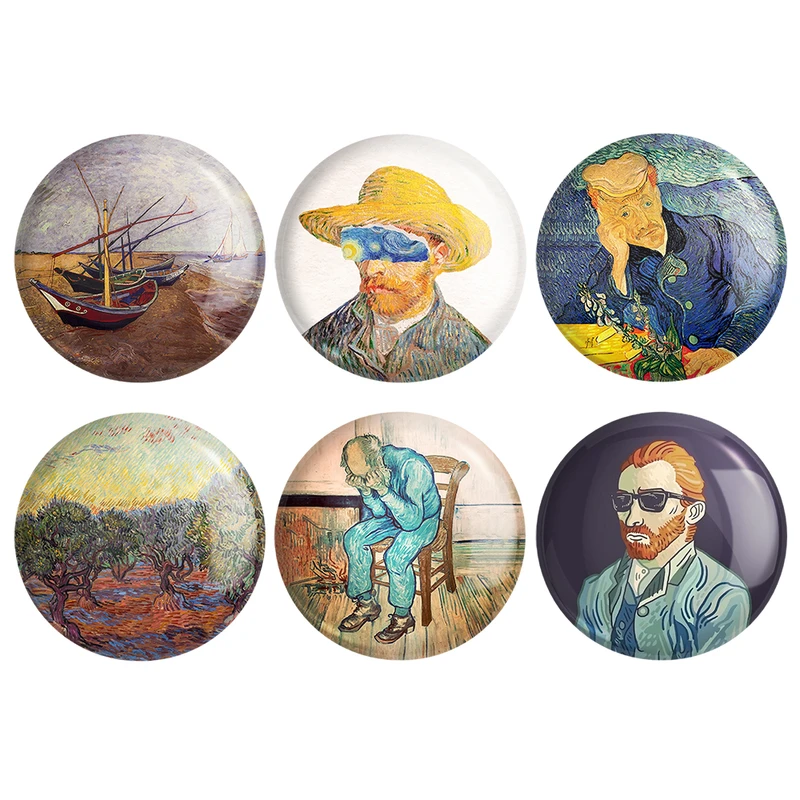 مگنت خندالو طرح ونسان ونگوگ Vincent vanGogh کد 1621B مجموعه 6 عددی