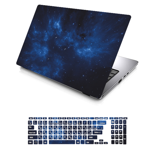 استیکر لپ تاپ توییجین و موییجین طرح Space کد 68 مناسب برای لپ تاپ 13 اینچ به همراه برچسب حروف فارسی کیبورد