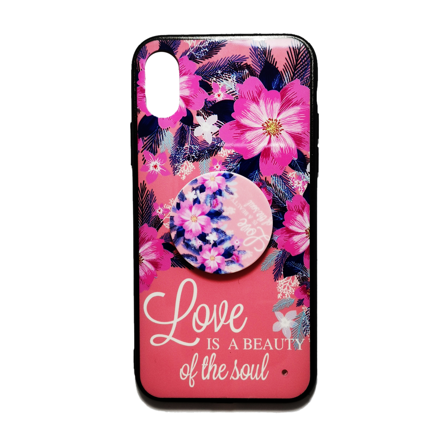 کاور طرح Love مدل flower11 مناسب برای گوشی موبایل اپل iPhone X/XS به همراه پاپ سوکت