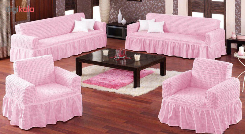 کاور مبل 7 نفره کتان استرچ کالای خواب شمیم مدل Pembe