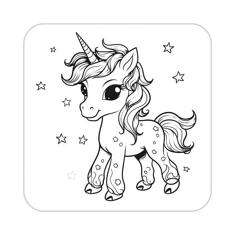 زیر لیوانی کاکتی طرح اسب تک شاخ و یونیکورن مدل mp31955