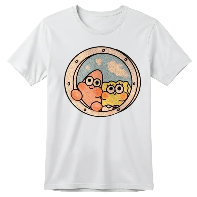 تی‌شرت آستین کوتاه بچگانه مدل باب اسفنجی و پاتریک کد p1 