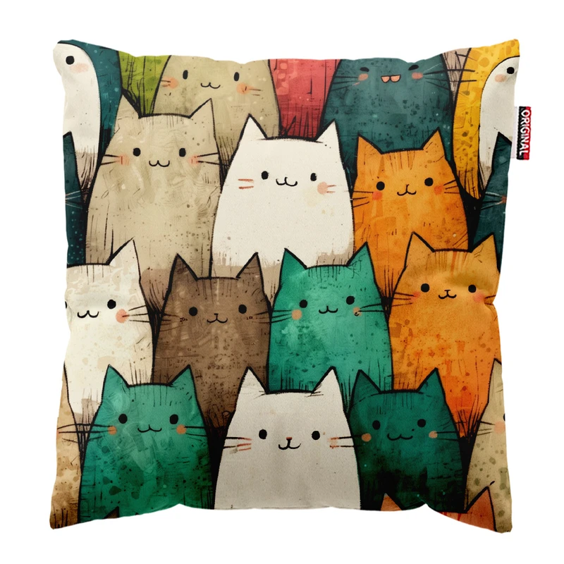 کوسن پاد آفرین مدل گربه های کیوت رنگی کد 166 سایز 30*30 سانتی متر