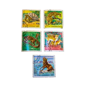 تمبر یادگاری طرح طبیعت مدل حیوانات کد mo-802 مجموعه 5 عددی