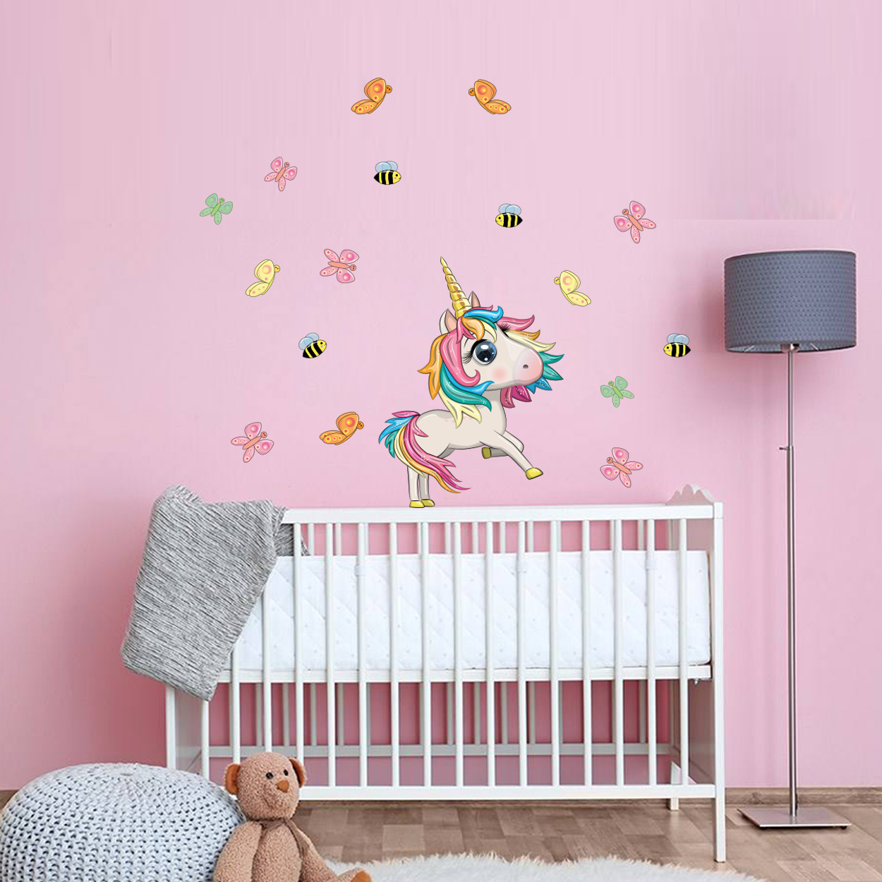 استیکر دیواری کودک مدل تک شاخ مهربان کد 9023