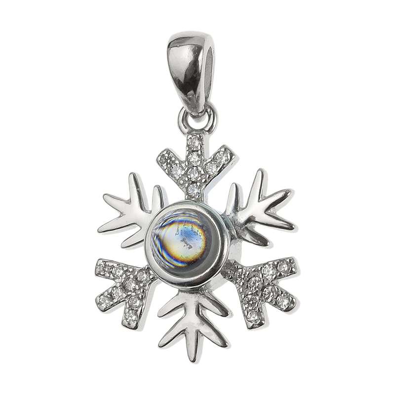 آویز گردنبند نقره زنانه مدل دونه برف دوست دارم به صد زبان دنیا کد 69833