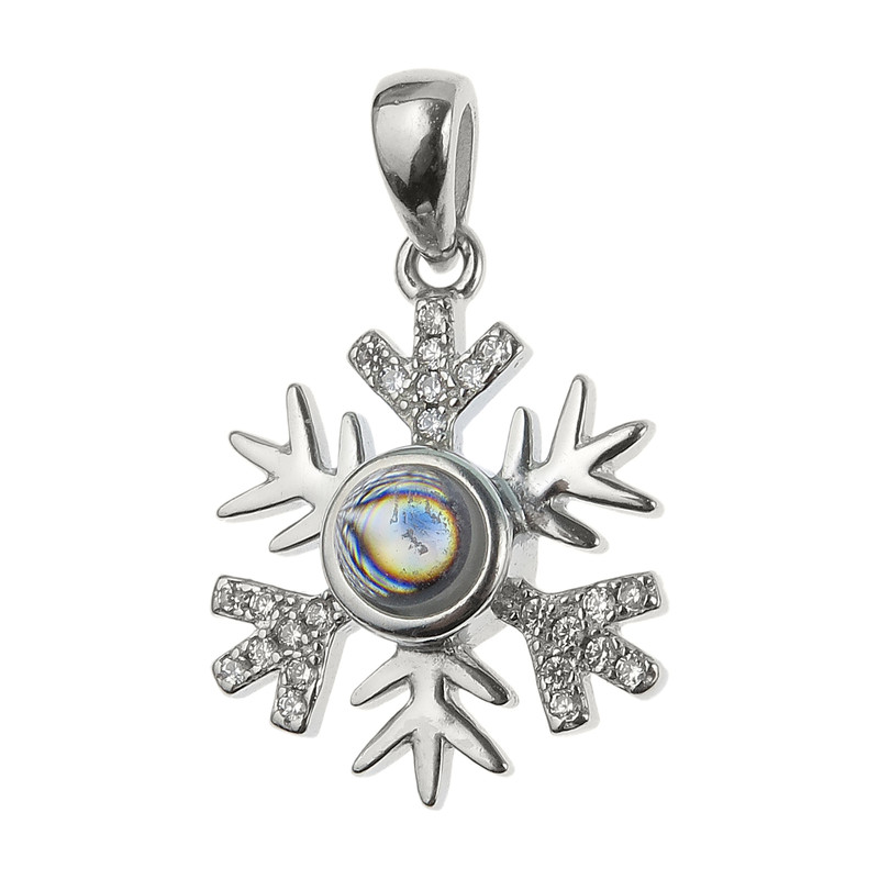 آویز گردنبند نقره زنانه مدل دونه برف دوست دارم به صد زبان دنیا کد 69833