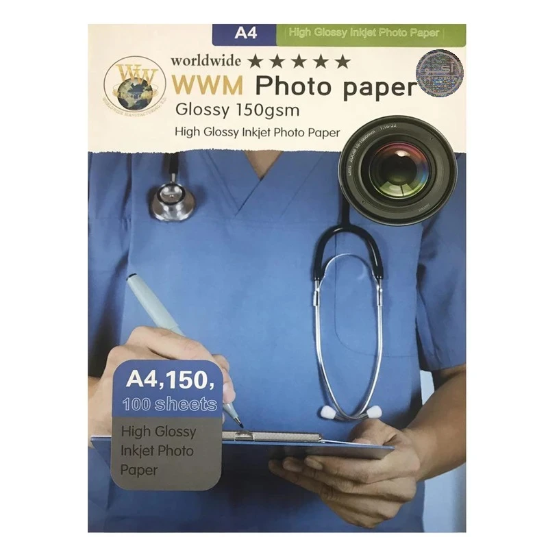 کاغذ عکس ورلدواید مدل Glossy سایز A4 بسته 100 عددی