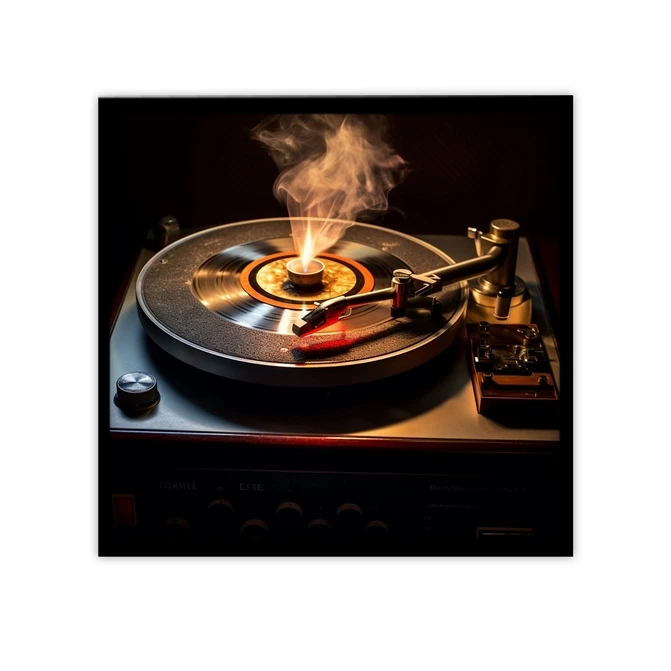 تابلو نوری بکلیت طرح دیسک گرامافون مدل B-MID-18607