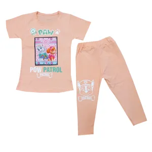 ست تی شرت آستین کوتاه و شلوارک دخترانه مدل gl-paw-45