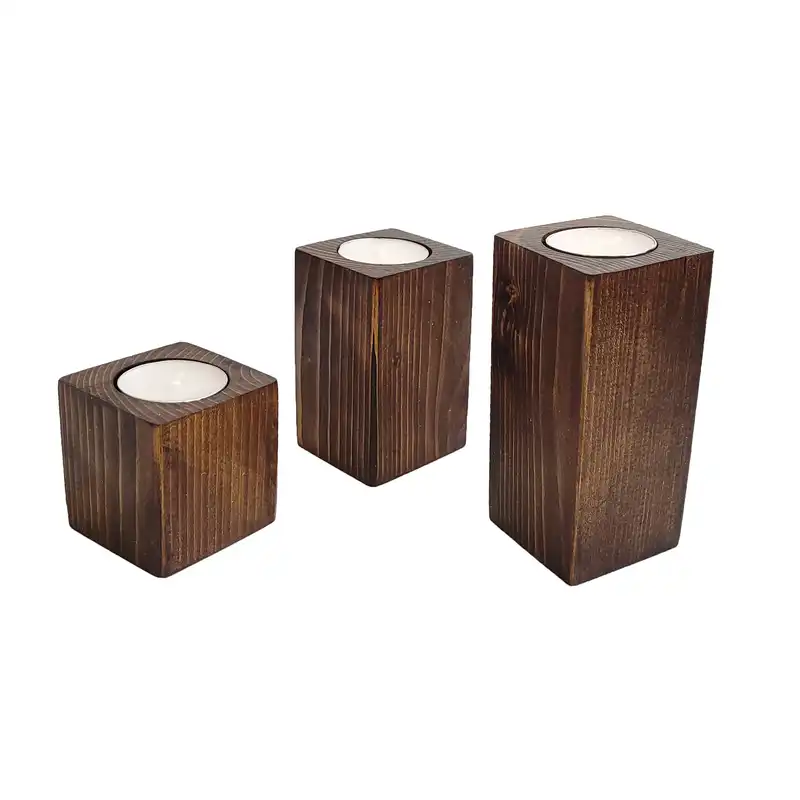 جاشمعی چوبی مدل J1020 مجموعه 3 عددی به همراه سینی