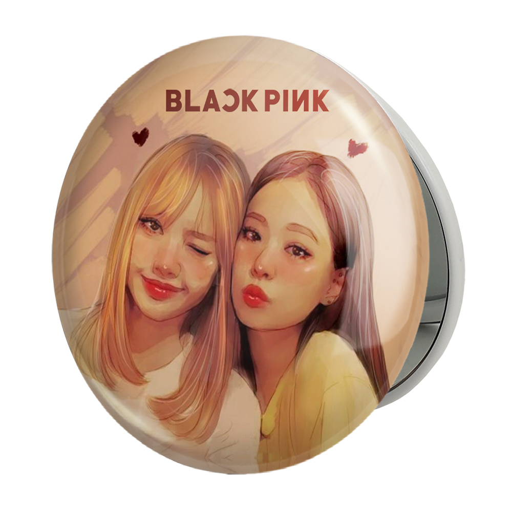 آینه جیبی خندالو طرح لیسا و جنی گروه بلک پینک Black Pink مدل تاشو کد 3123