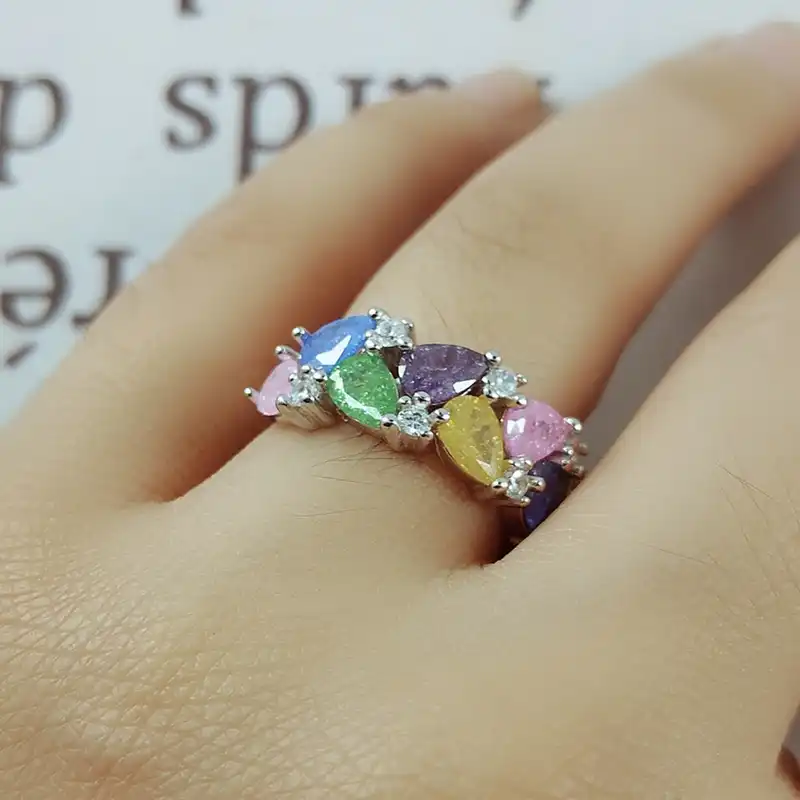 انگشتر نقره زنانه سلین کالا مدل چندجواهر کد 45