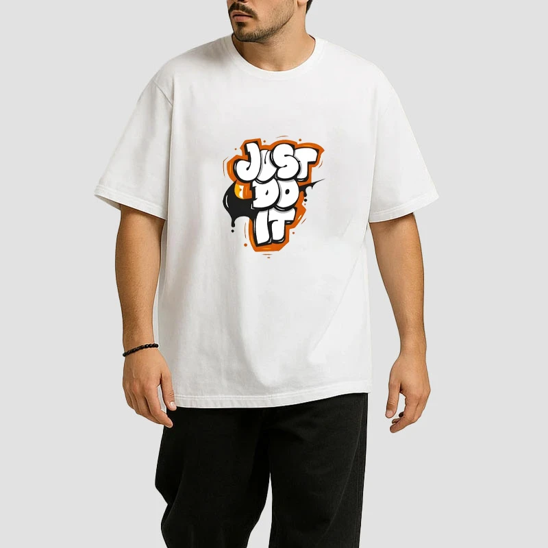 تی شرت مردانه آستین سه ربع پنبه دورو مدل just do it