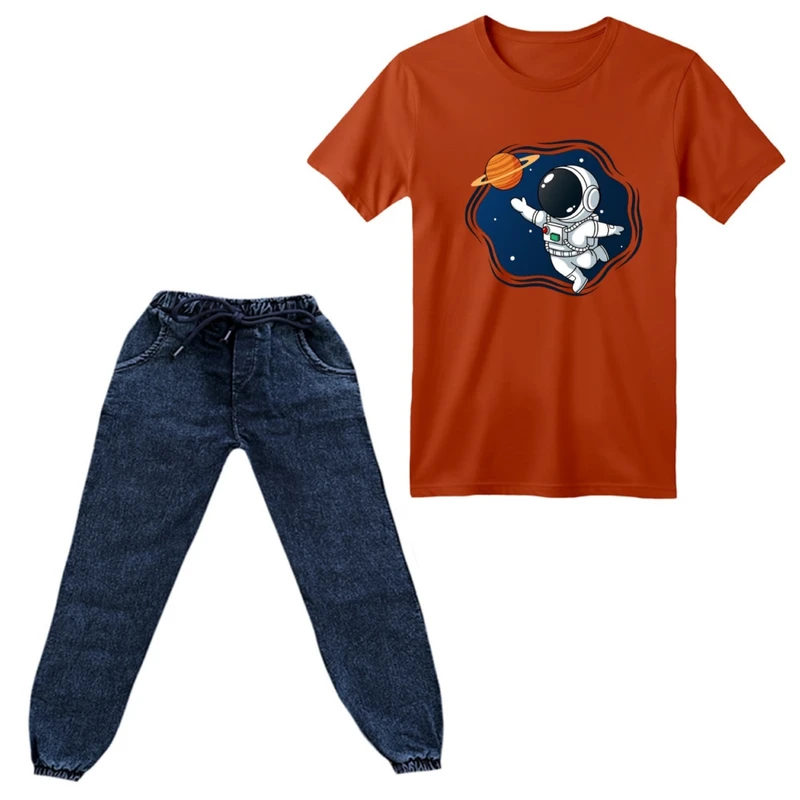 ست تی‌شرت آستین کوتاه و شلوار پسرانه مدل فضانورد کد ۱۶ 