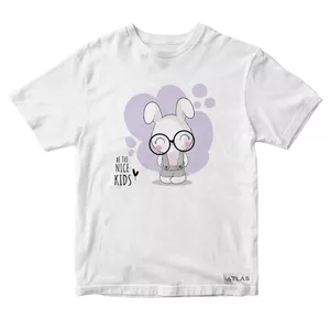 تی شرت آستین کوتاه دخترانه مدل خرگوش کد SH007 رنگ سفید