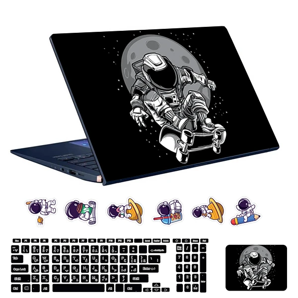 استیکر لپ تاپ توییجین و موییجین طرح astronaut کد 22 مناسب برای لپ تاپ 15.6 اینچ به همراه برچسب حروف فارسی کیبورد