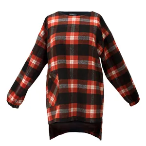 پالتو زنانه ربکا کد 9021 چهارخونه رنگ نارنجی