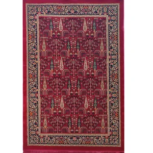 فرش ماشینی 700شانه هیوا زمینه قرمز حاشیه سرمه ای طرح بلوچ کد 505