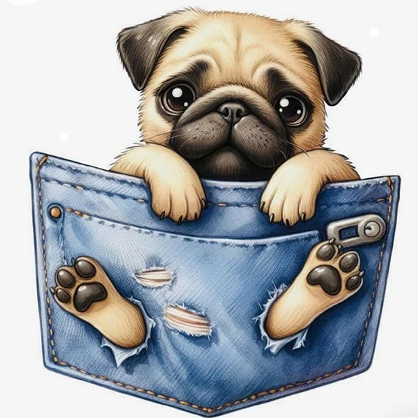 استیکر پارچه و لباس پاد آفرین طرح سگ بامزه کد 2198