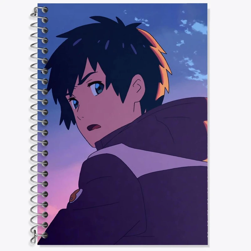 دفتر زبان 50 برگ خندالو مدل سه خط طرح تاکی تاچیبانا انیمه یورنیم Your Name کد 16277