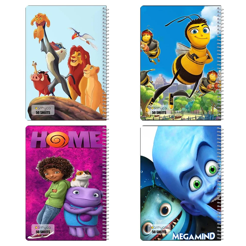 دفتر نقاشي 50 برگ کارنيکا طرح انیمیشن Animation کد 66609 مجموعه 4 عددی