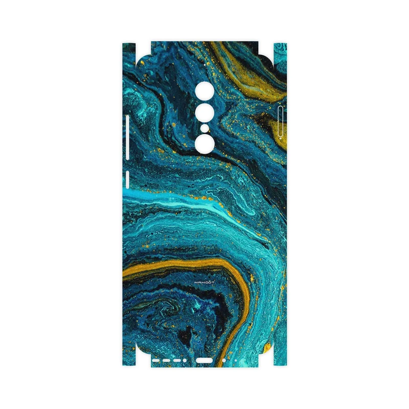 برچسب پوششی ماهوت مدل Turquoise marblewith golden streaks-FullSkin مناسب برای گوشی موبایل جی ال ایکس Shahin