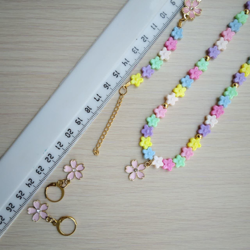 نیم ست دخترانه مدل مهره ای گل کد 0333