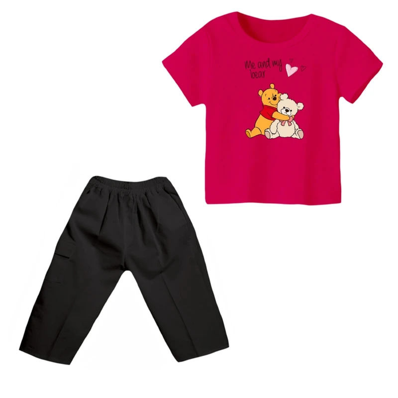 ست تی شرت و شلوارک پسرانه مدل پو کد 76 رنگ سرخابی