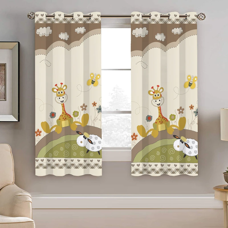 پرده نیروانا طرح زرافه کودک مدل مخمل کد 8025 سایز 140×200 سانتی متر