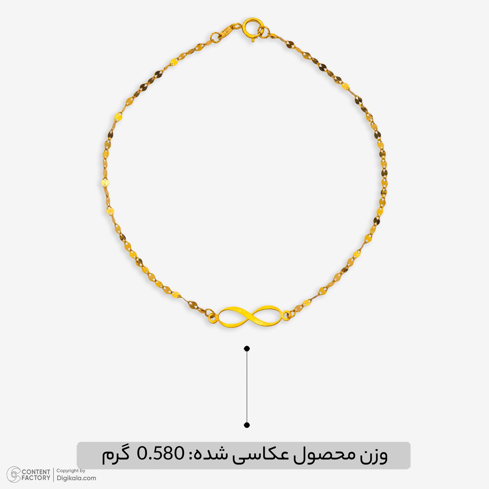 دستبند زنجیری طلا 18 عیار زنانه نگین مدل 114 -  - 2