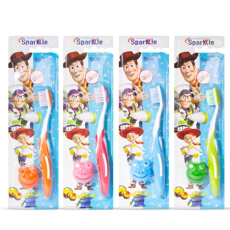 مسواک کودک اسپارکل مدل TOY S14 با برس نرم مجموعه 4 عددی