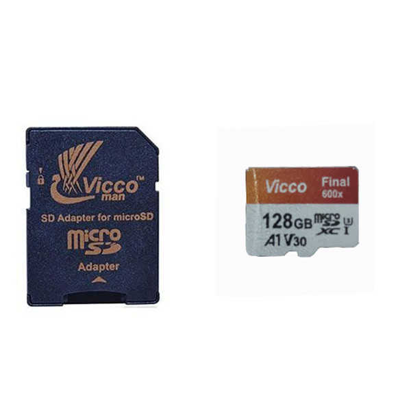 کارت حافظه microSDXC ویکومن مدل 600X Plus کلاس 10 استاندارد UHS-I U3 سرعت 90MBps ظرفیت 128 گیگابایت به همراه آداپتور SD