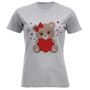 تی شرت آستین کوتاه زنانه مدل خرس و قلب A31